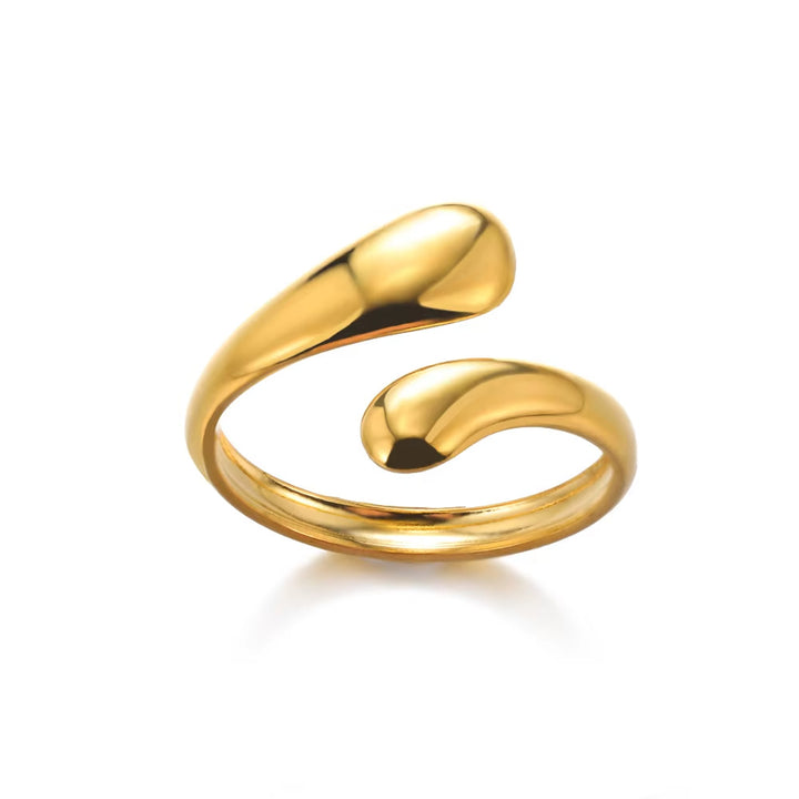Minimal Double Teardrop Open Silver Ring, Gold & Silver Premium Irregular Adjustable Band