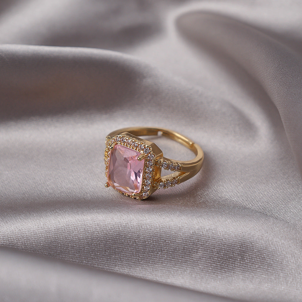 Emerald-Cut Diamond Open Ring (Vintage Luxury Pavé Band)