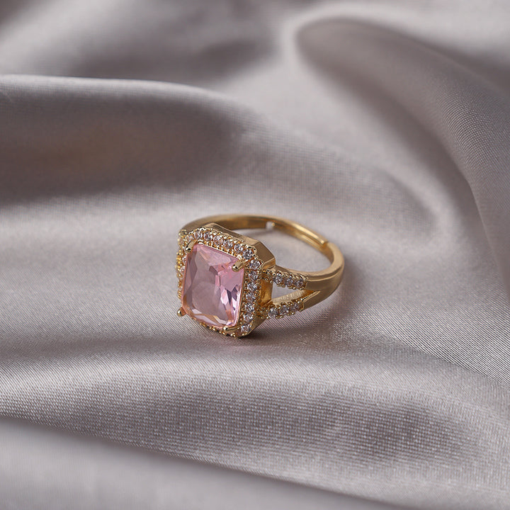 Emerald-Cut Diamond Open Ring (Vintage Luxury Pavé Band)