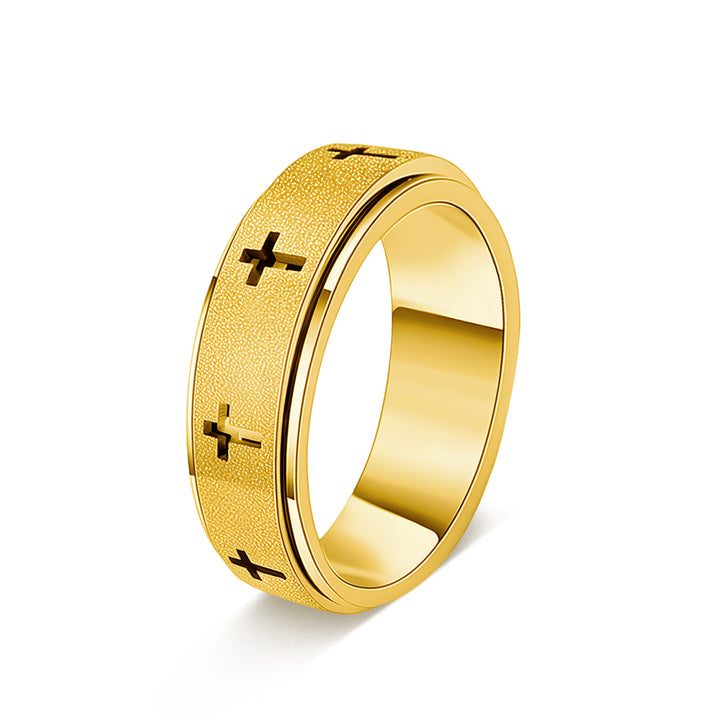 Cross Pattern Matte Spinner Ring (2 Colors Unisex Anxiety Band)