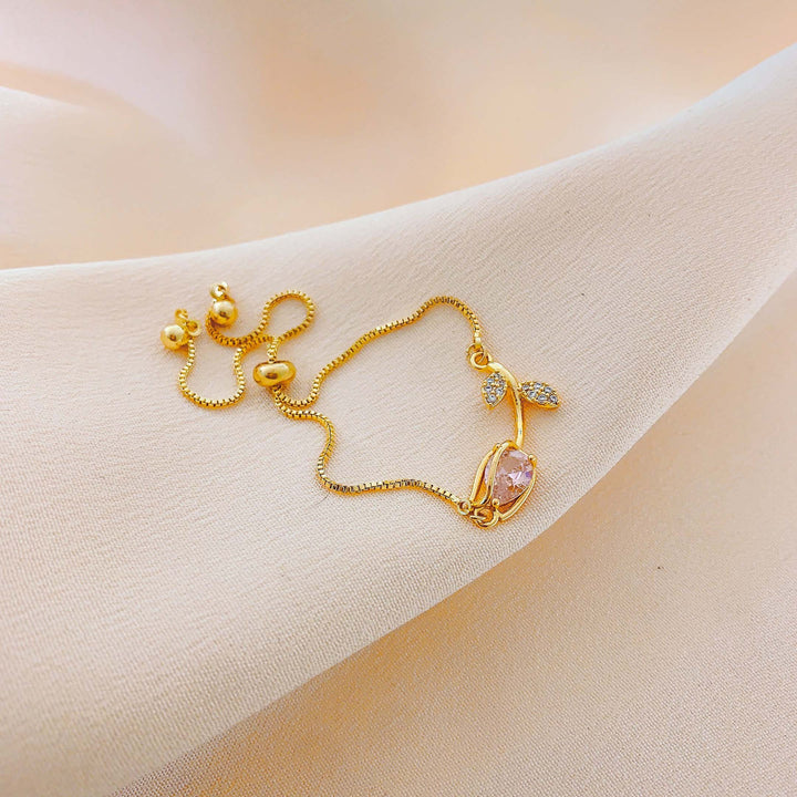 Tulip Gemstone Adjustable Bracelet Set (Light Luxury Niche Fresh Wrist Jewelry)