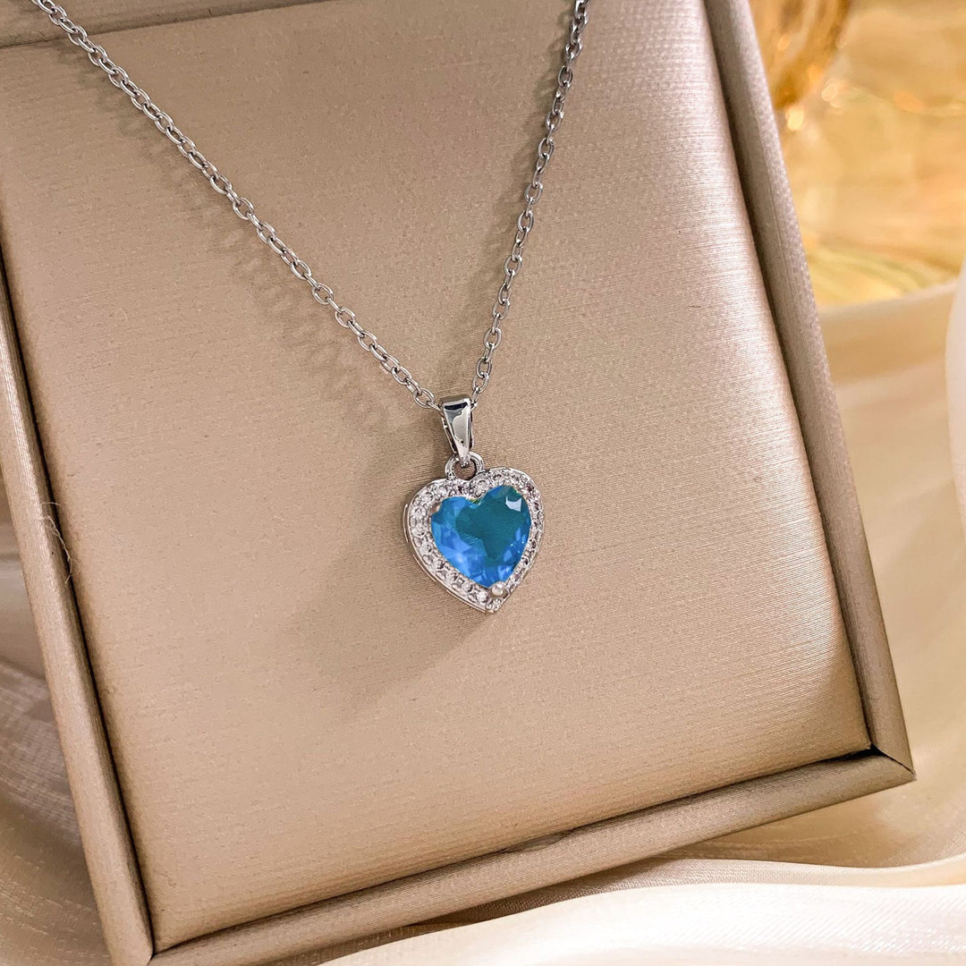 Silver Chain Pink Heart Halo Necklace (Women's Sweet Vitality Luxury Style)