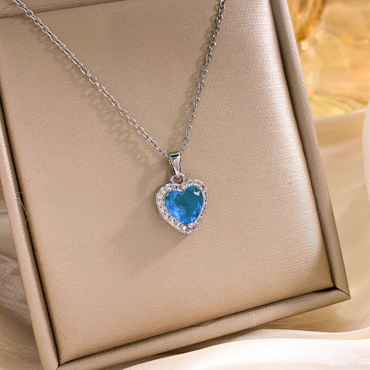 Silver Chain Pink Heart Halo Necklace (Women's Sweet Vitality Luxury Style)
