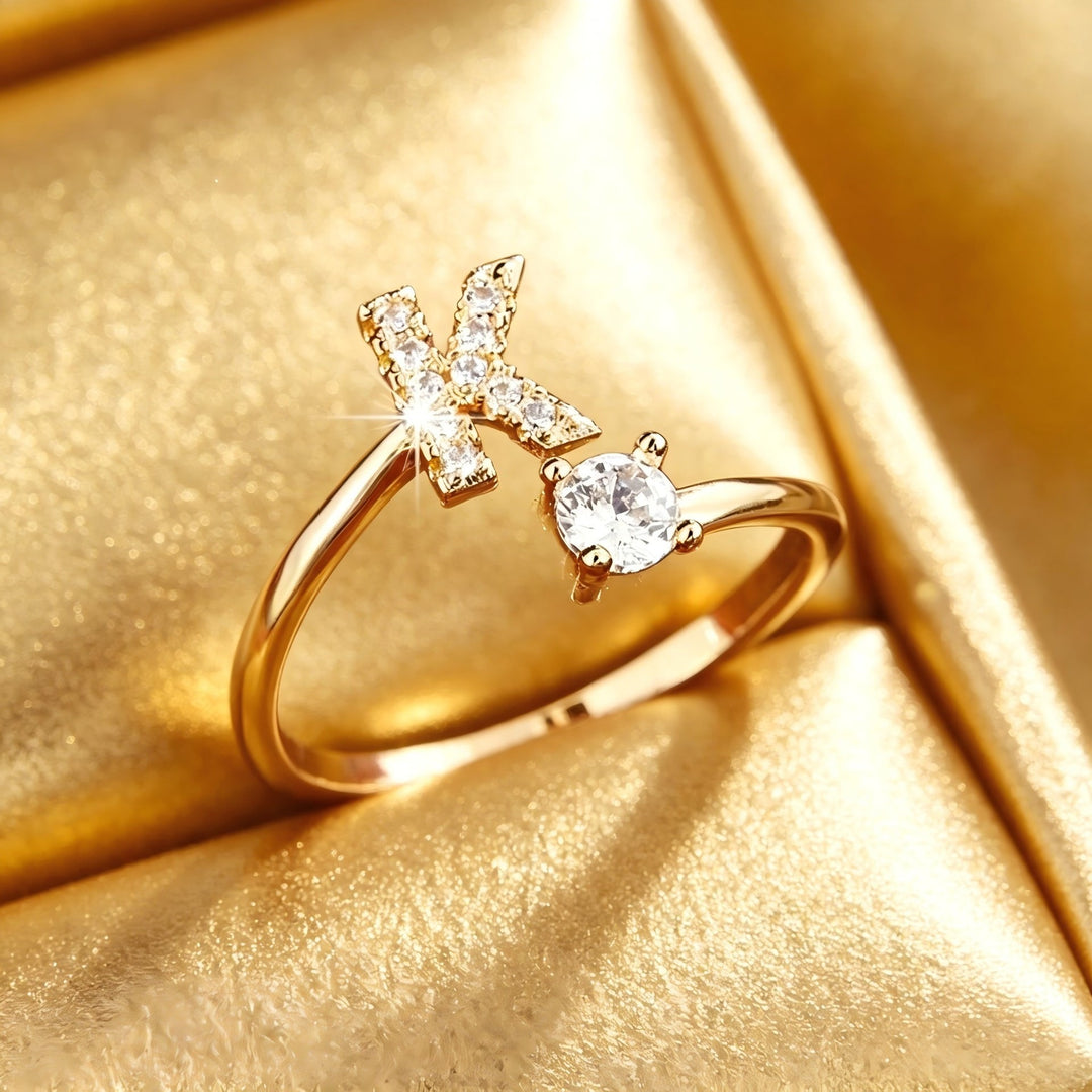 Initial Diamond Open Ring
