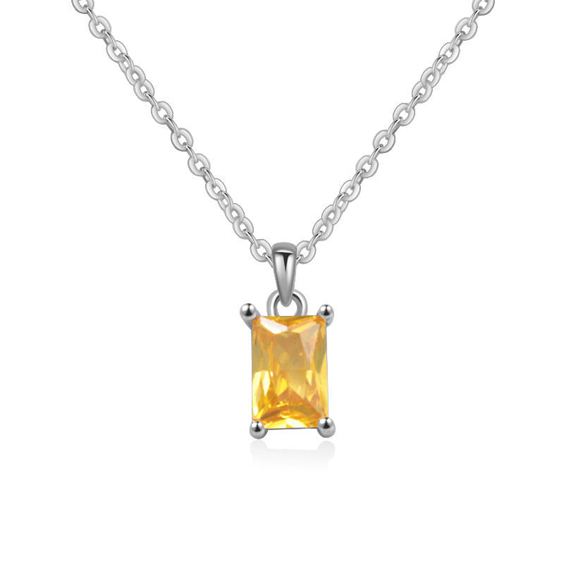 Multicolor Rectangular Diamond Pendant Necklace