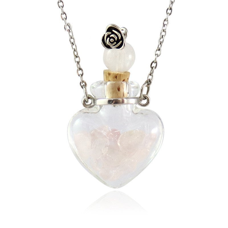 Transparent heart-shaped glass perfume blood bottle pendant necklace