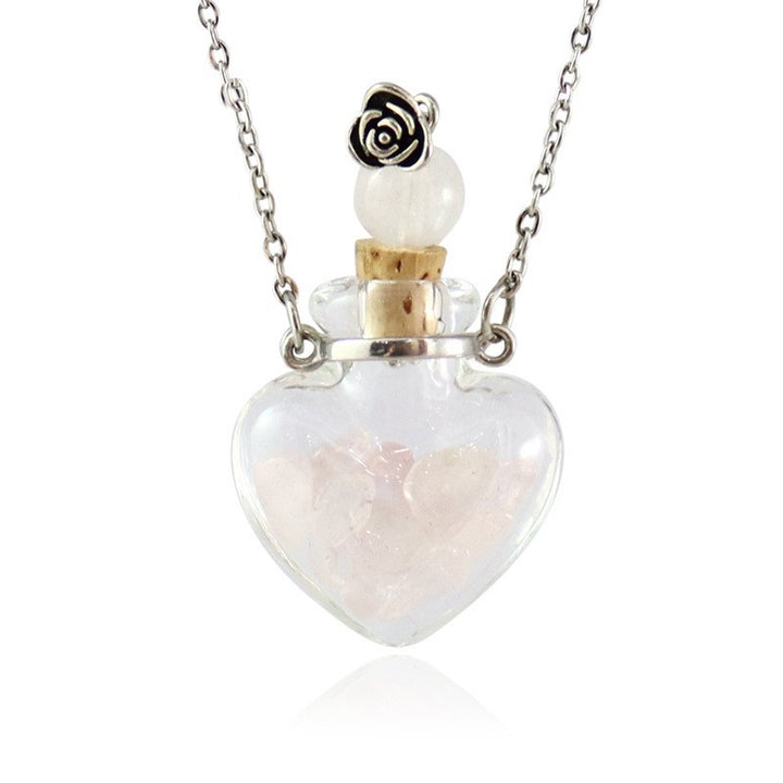 Transparent heart-shaped glass perfume blood bottle pendant necklace