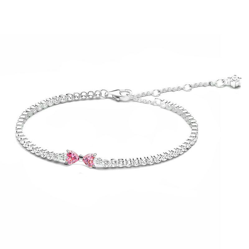 Pave Diamond Bowknot Light Luxury Jewelry Set (Necklace + Bracelet + Earrings + Ring)