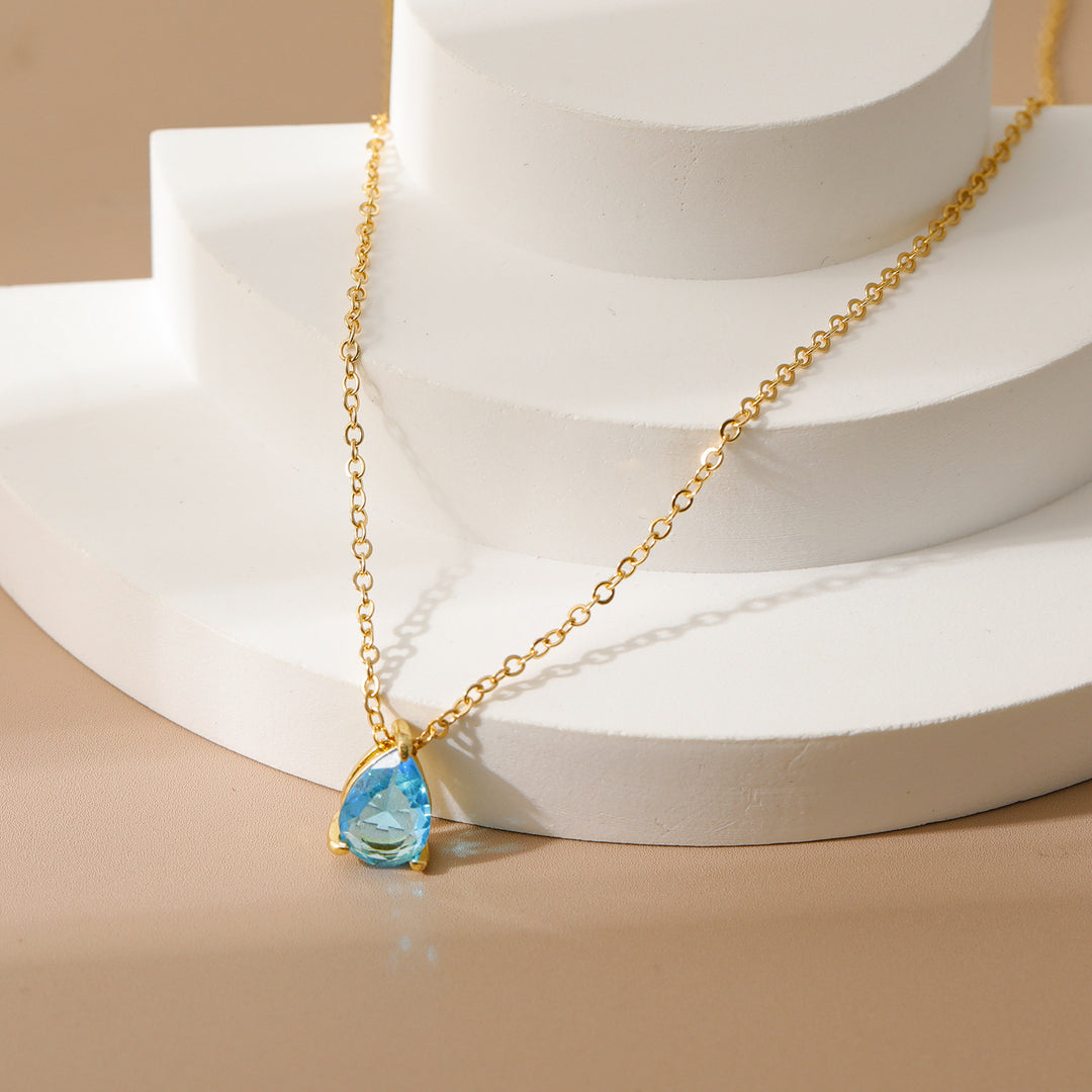 December Birthstone Teardrop Choker (Light Luxury Niche Rainbow Pendant Necklace)