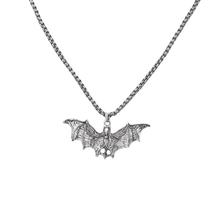 Vintage Gothic Bat Pendant Necklace, Antique Metal Dark Style Halloween Jewelry