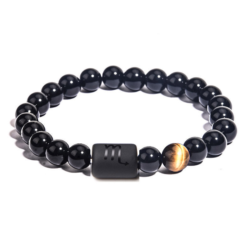 12 Constellations Obsidian Tiger Eye Stone Bracelet