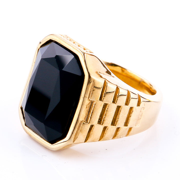 Multi-Color Gem Wide-Face Men's Ring (Light Luxury Bold Style)