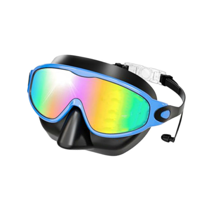 Large Frame Anti-fog Diving Goggles, Adult & Kids Size Swim Mask with Earplug & Nose Clip, Multi-color Options