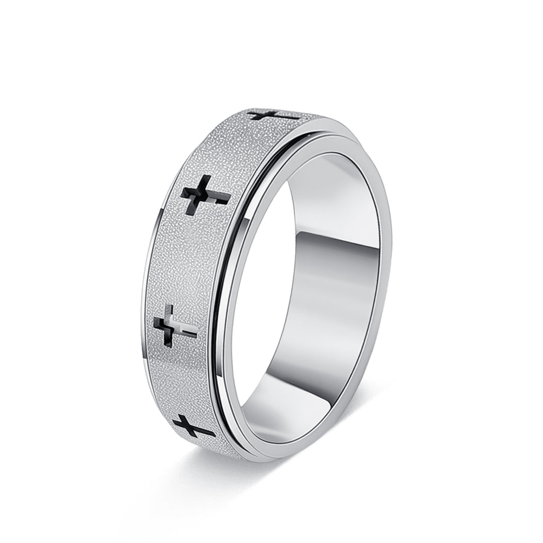 Cross Pattern Matte Spinner Ring (2 Colors Unisex Anxiety Band)
