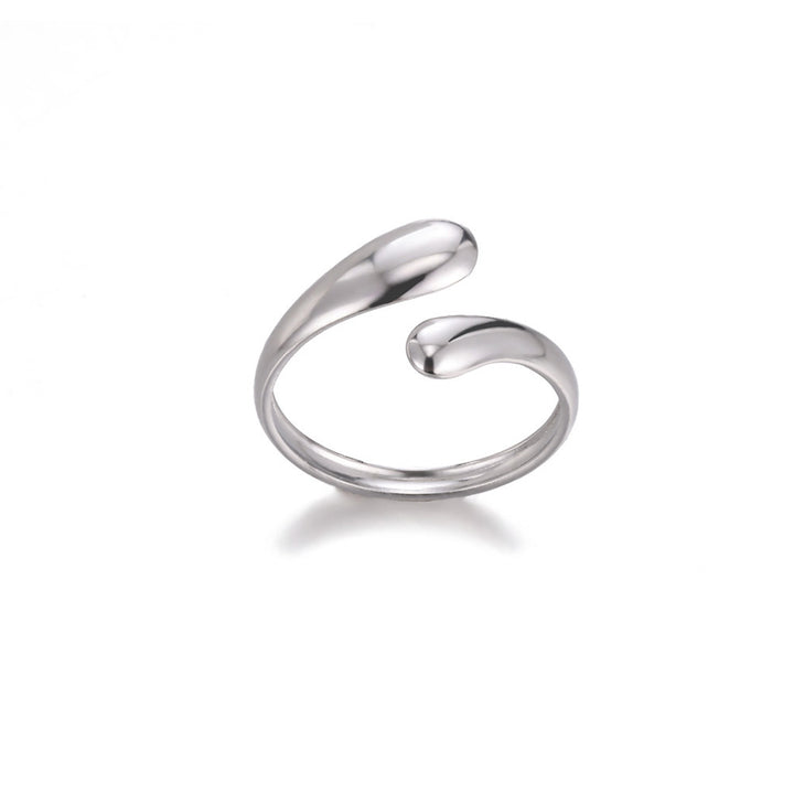 Minimal Double Teardrop Open Silver Ring, Gold & Silver Premium Irregular Adjustable Band