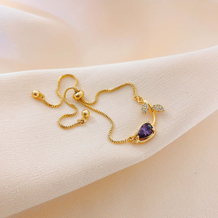 Tulip Gemstone Adjustable Bracelet Set (Light Luxury Niche Fresh Wrist Jewelry)