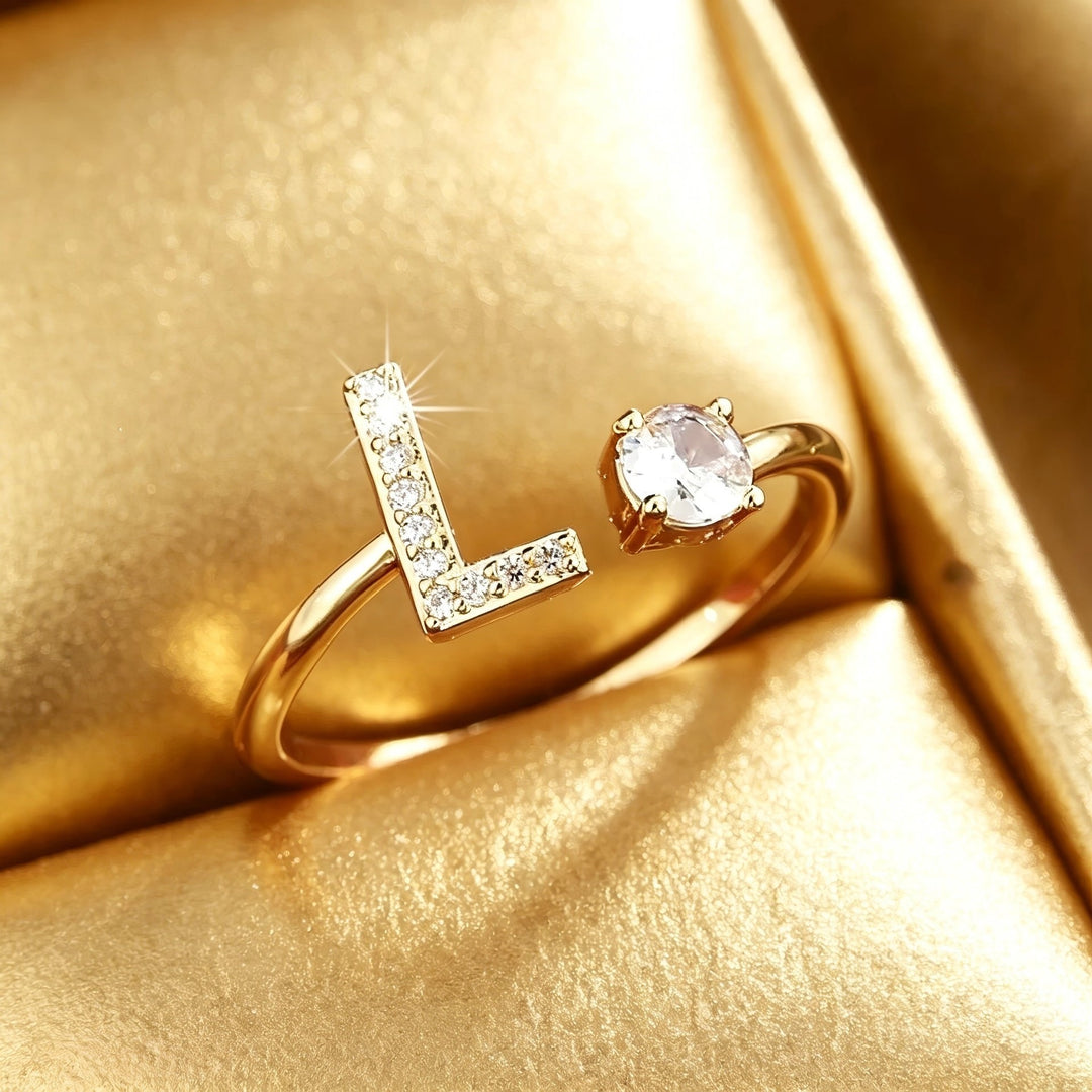 Initial Diamond Open Ring