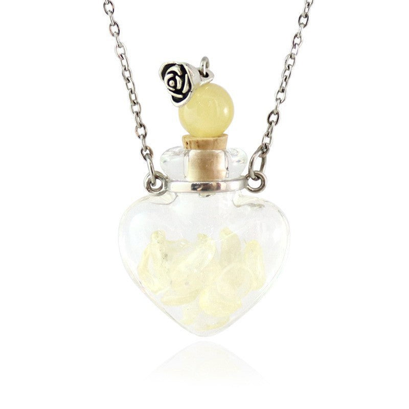 Transparent heart-shaped glass perfume blood bottle pendant necklace