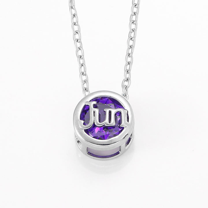12‑Month Birthstone Round Letter Pendant Necklace, Multi‑Color Options