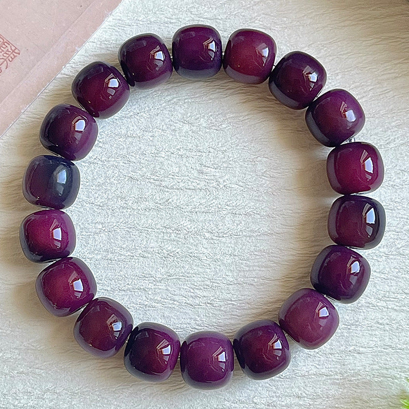 Multi-Color Gradient Bodhi Root Barrel Bead Bracelet (Worry Relief Meditation Mala)