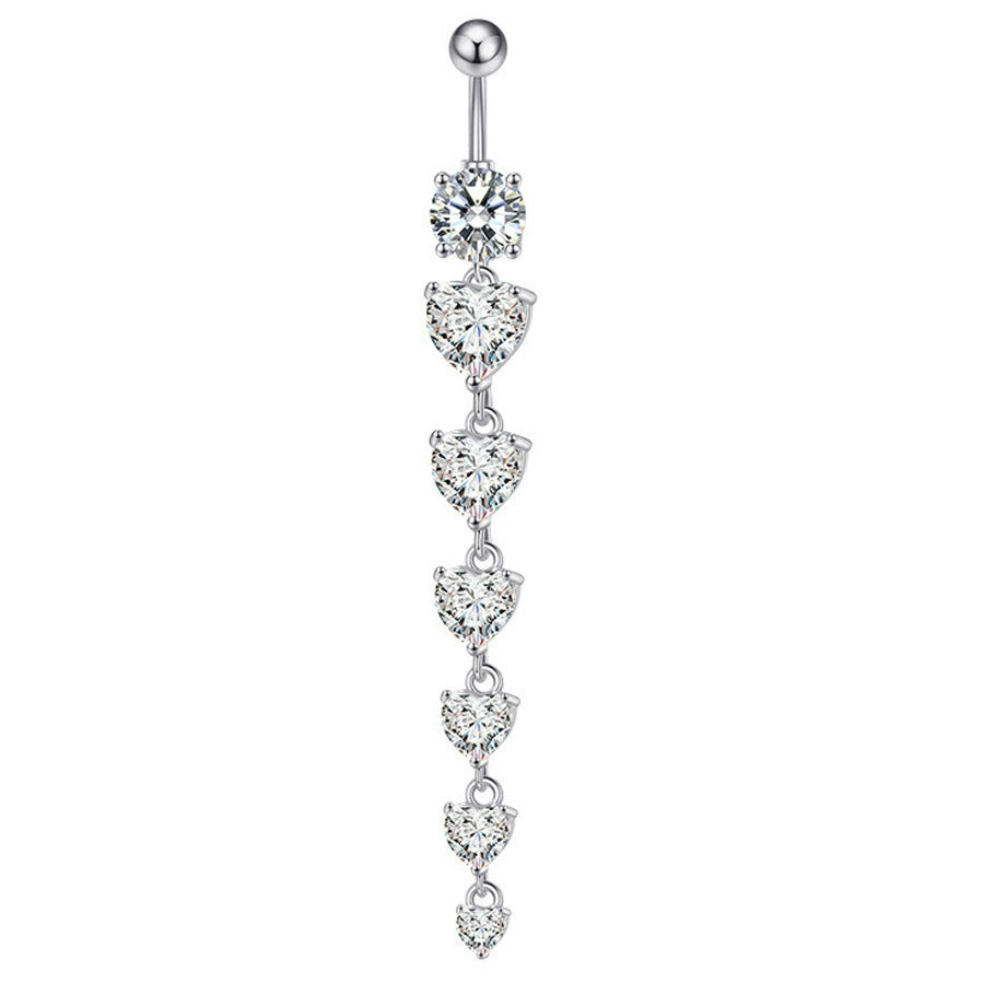 S925 Silver Diamond Pendant Belly Button Ring (Sweet-Cool Luxury Multi-Style)