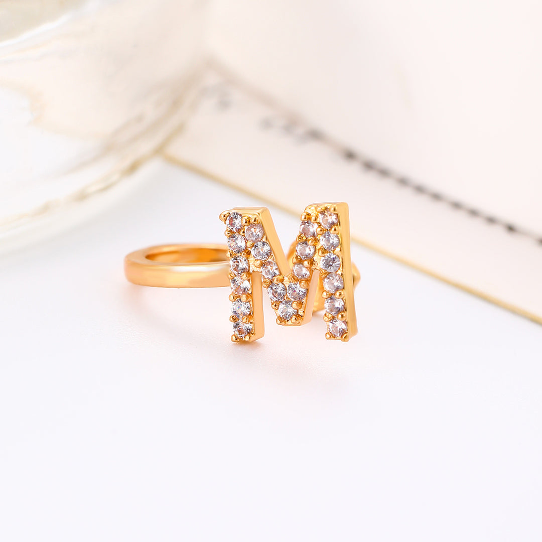 A-Z 26 Letters Paved Diamond Ear Cuffs, Adjustable Diamond Ear Cuffs For Non-Pierced Ears
