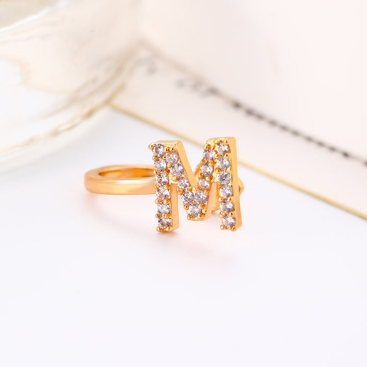 A-Z 26 Letters Paved Diamond Ear Cuffs, Adjustable Diamond Ear Cuffs For Non-Pierced Ears