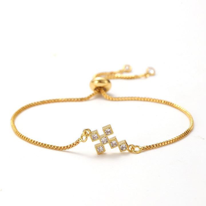 Openwork cross zircon micro-pave bracelet, waterproof and hypoallergenic jewelry for women.