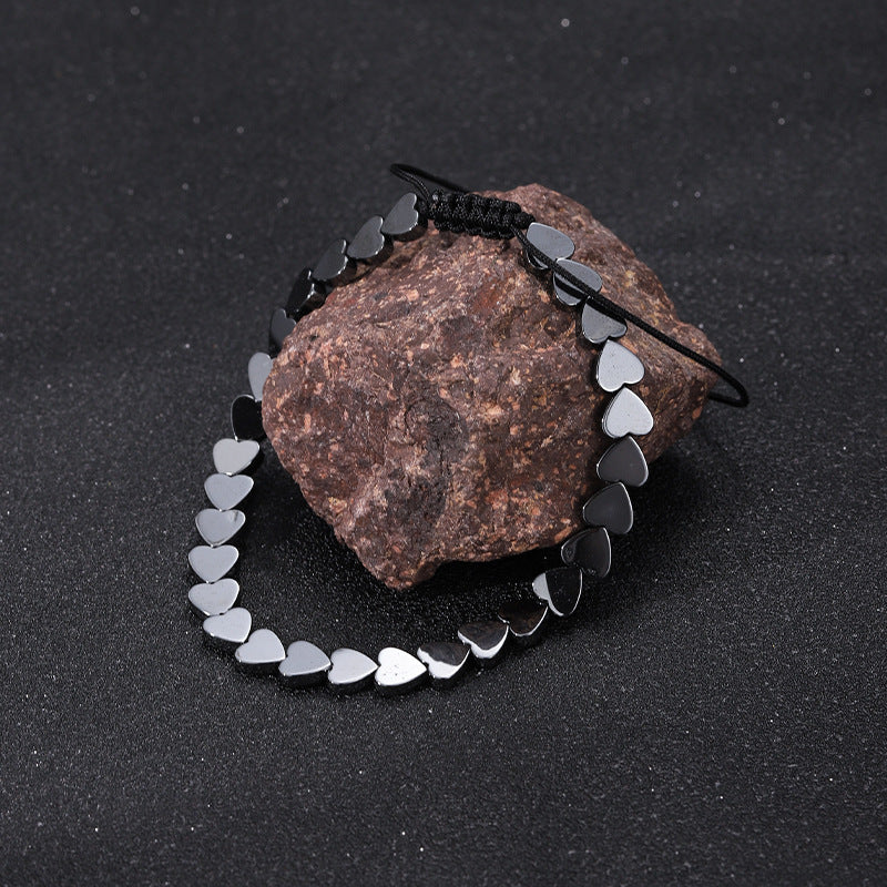 Black Obsidian Geometric Arrow Braided Bracelet with Adjustable Magnetic Beads