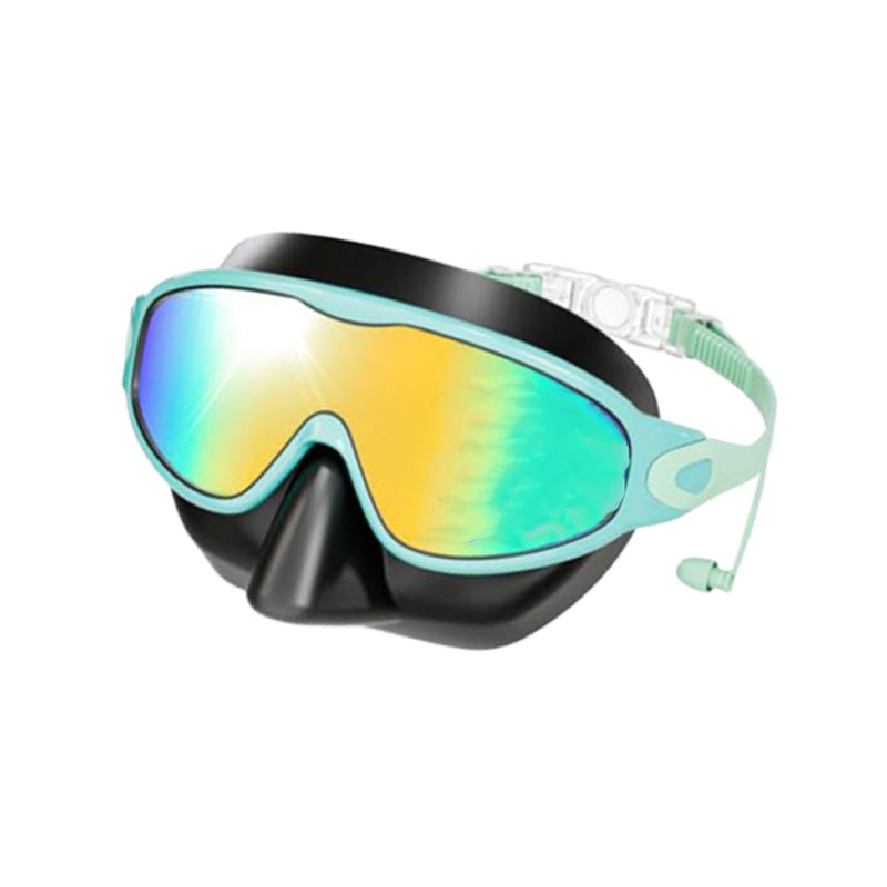 Large Frame Anti-fog Diving Goggles, Adult & Kids Size Swim Mask with Earplug & Nose Clip, Multi-color Options