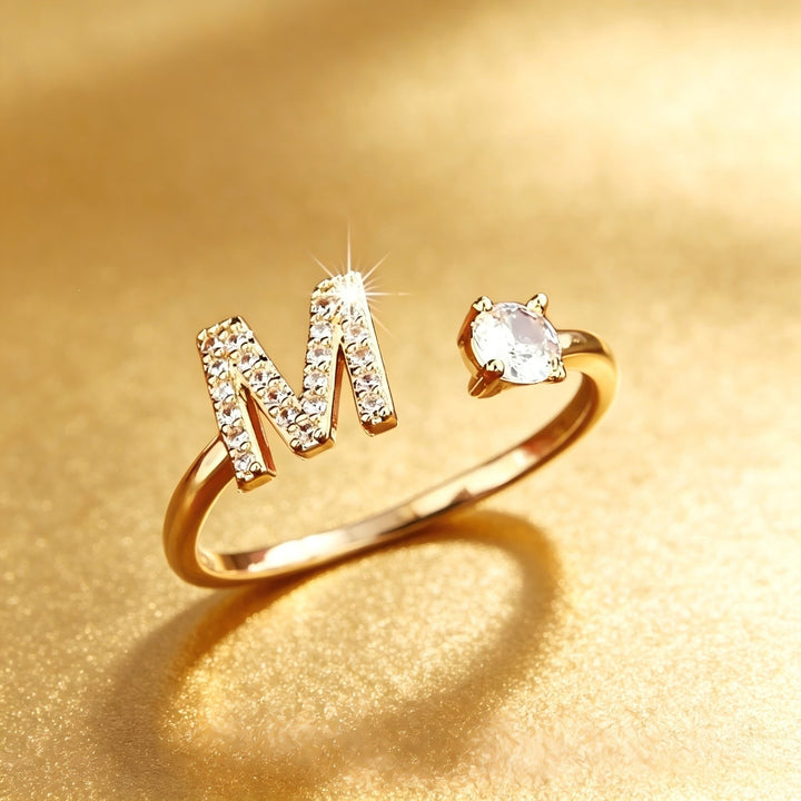Initial Diamond Open Ring