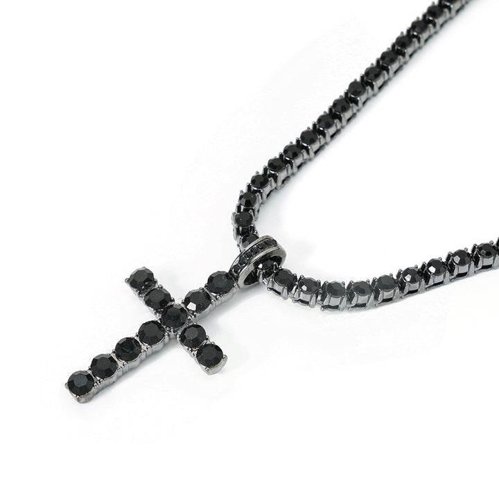 Diamond Cross Tennis Chain Necklace (3 Colors Hip-Hop Style Pendant)