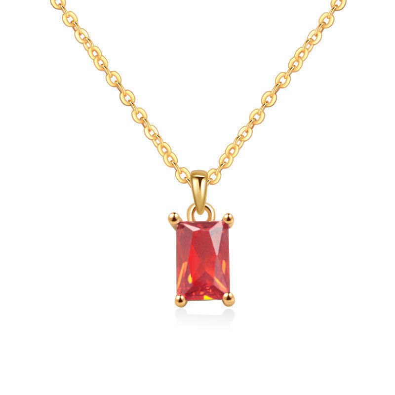 Multicolor Rectangular Diamond Pendant Necklace