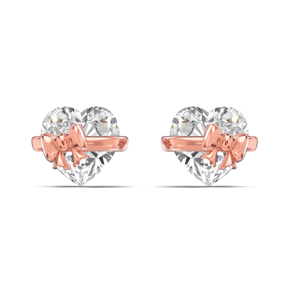 Heart Diamond Bow Jewelry Set (Earrings, Necklace, Ring Delicate Luxury Accessories)