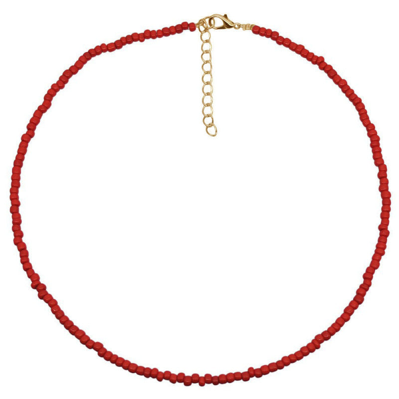 Macaron Frosted Mini Bead Choker, Multi-Color Simple Adjustable Thin Beaded Clavicle Necklace