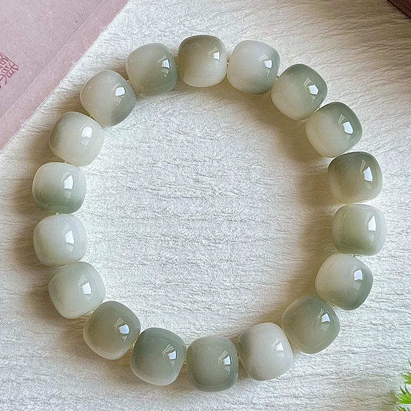 Multi-Color Gradient Bodhi Root Barrel Bead Bracelet (Worry Relief Meditation Mala)