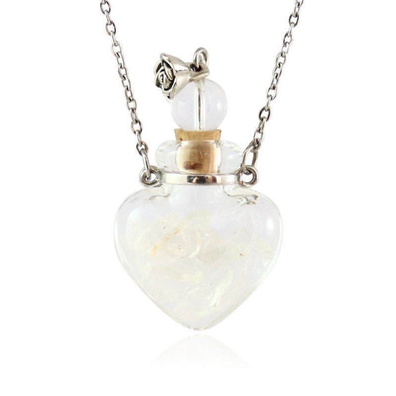 Transparent heart-shaped glass perfume blood bottle pendant necklace