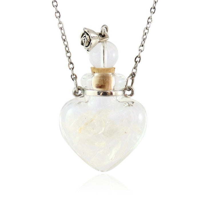 Transparent heart-shaped glass perfume blood bottle pendant necklace