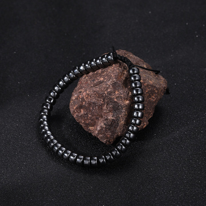 Black Obsidian Geometric Arrow Braided Bracelet with Adjustable Magnetic Beads