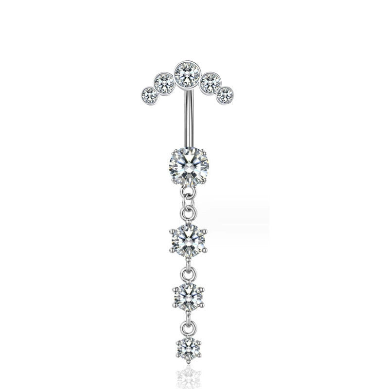 S925 Silver Diamond Pendant Belly Button Ring (Sweet-Cool Luxury Multi-Style)