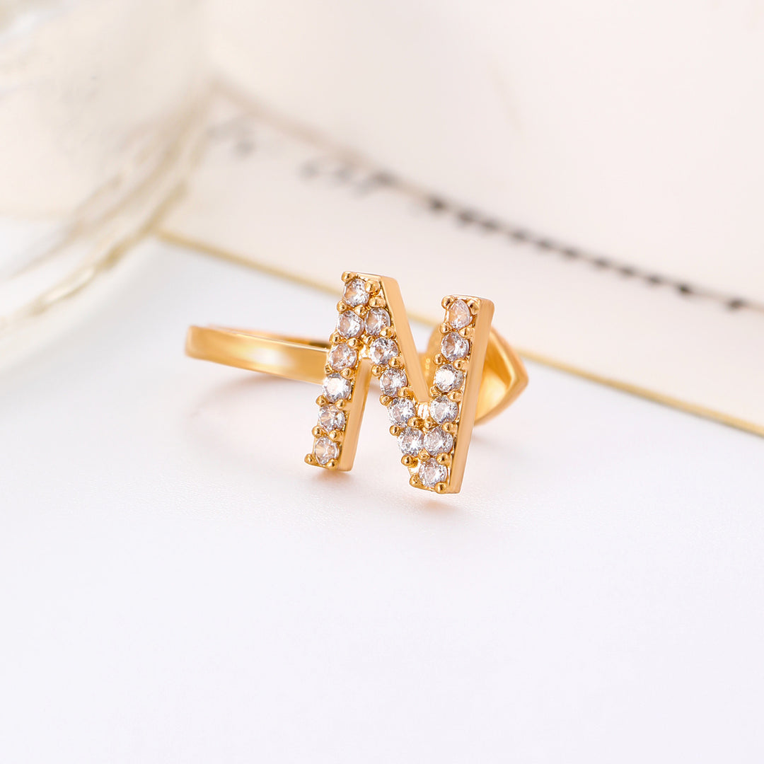 A-Z 26 Letters Paved Diamond Ear Cuffs, Adjustable Diamond Ear Cuffs For Non-Pierced Ears