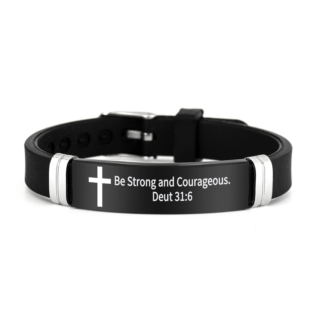 Cross & Scripture Silicone Bracelet Set (Inspirational Faith Wristband)