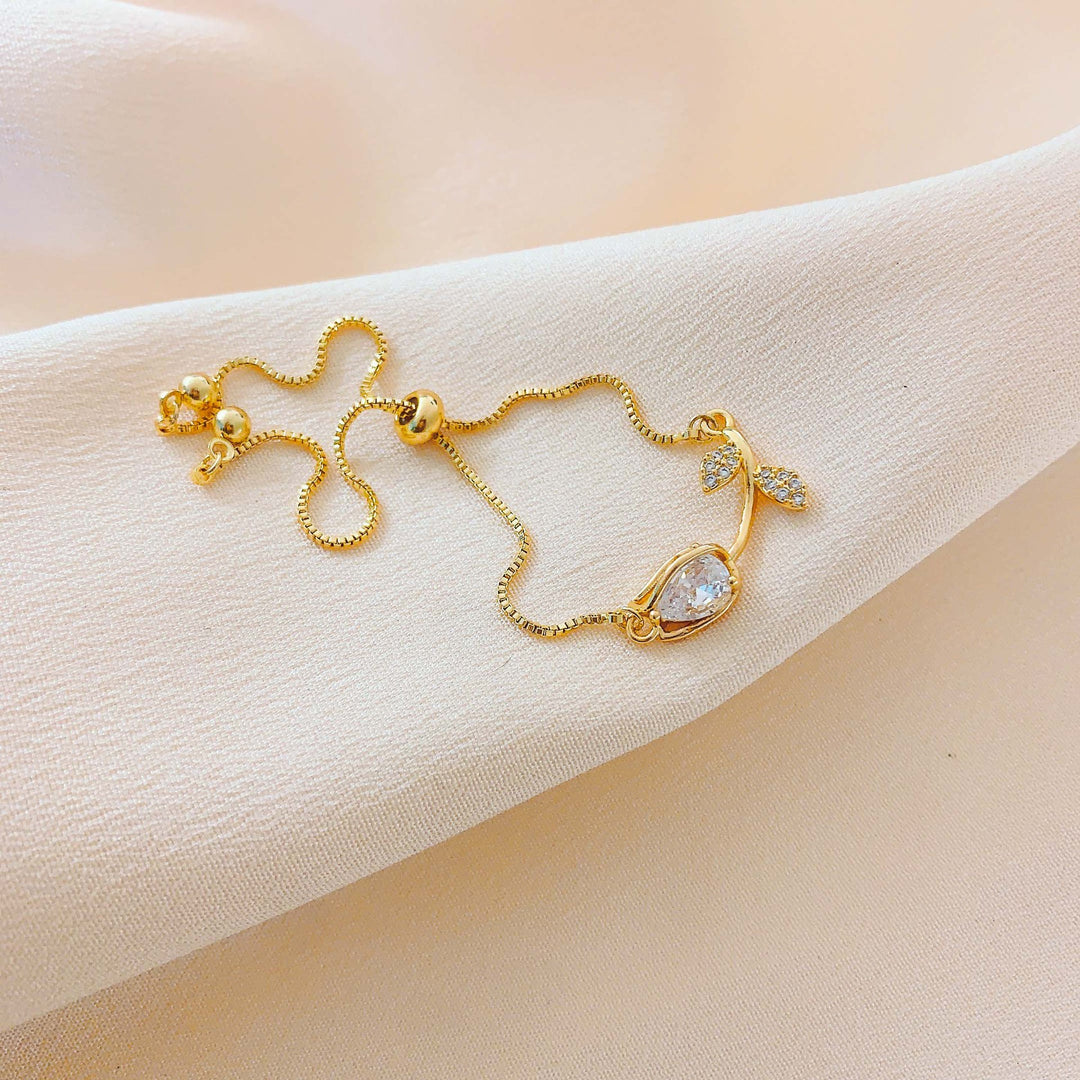 Tulip Gemstone Adjustable Bracelet Set (Light Luxury Niche Fresh Wrist Jewelry)