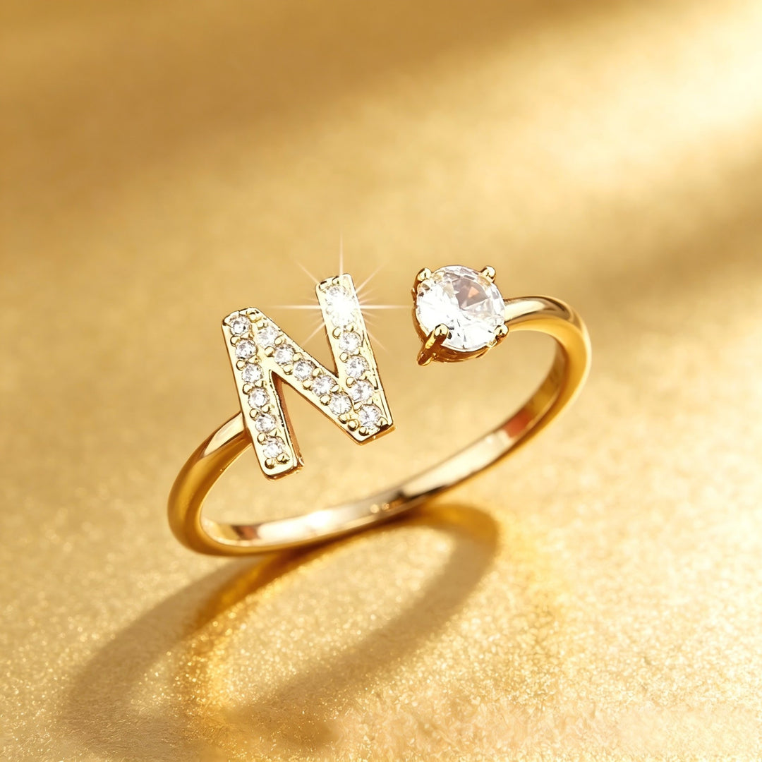 Initial Diamond Open Ring