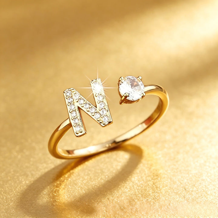 Initial Diamond Open Ring