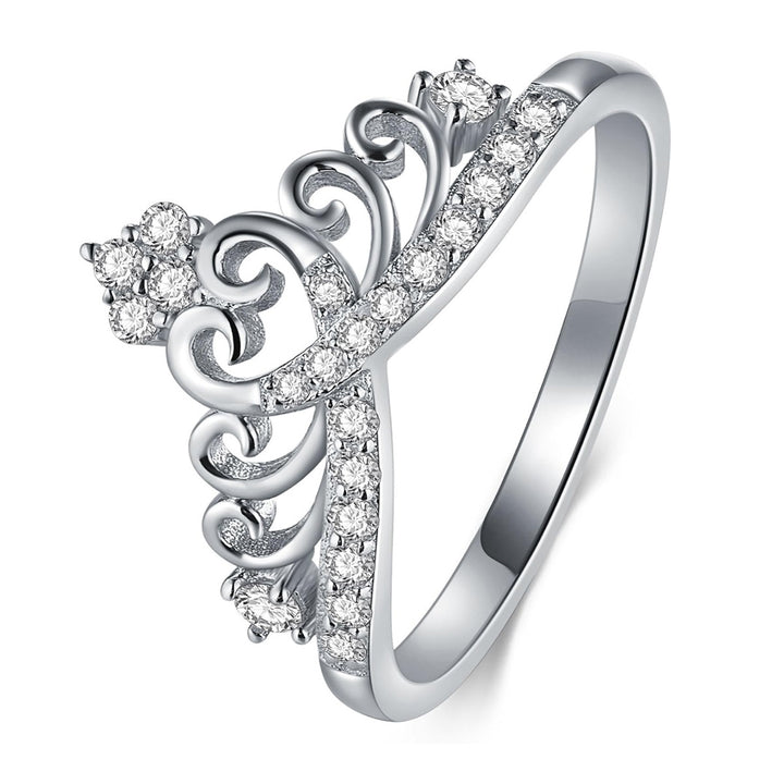 Palace Filigree Crown Pavé Ring (Light Luxury Niche Princess Style Engagement Band)