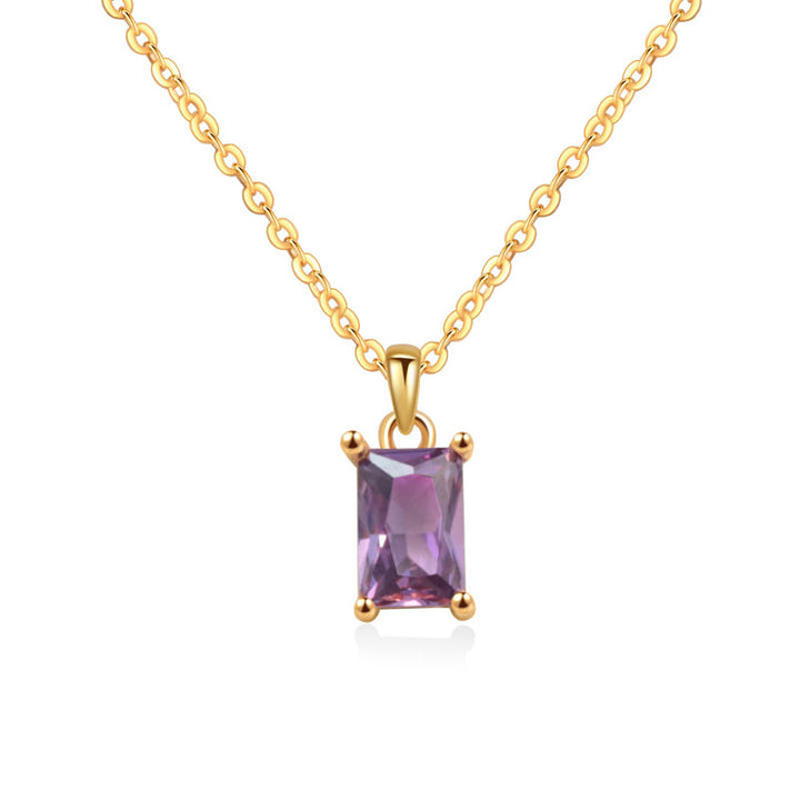 Multicolor Rectangular Diamond Pendant Necklace