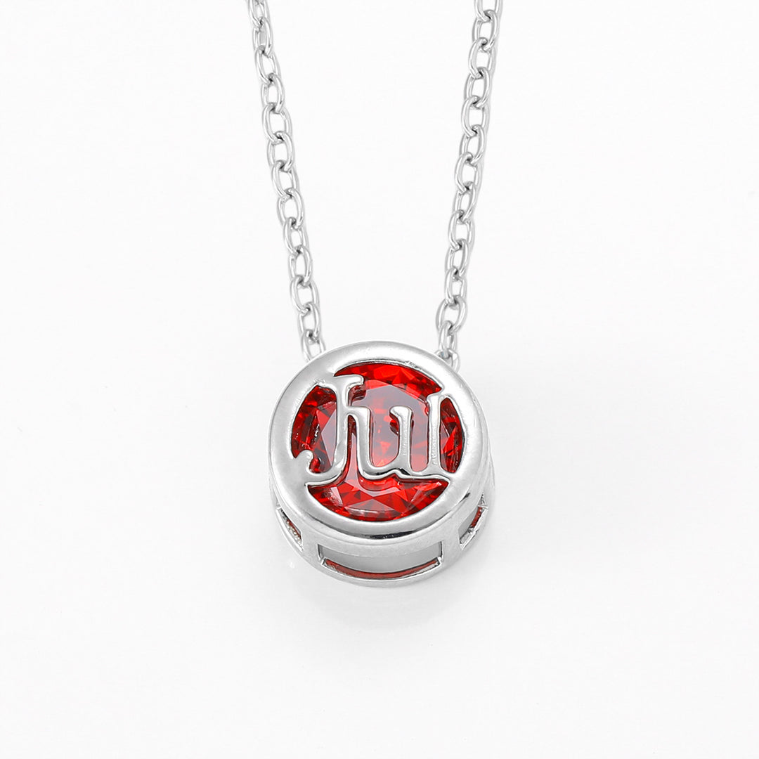 12‑Month Birthstone Round Letter Pendant Necklace, Multi‑Color Options