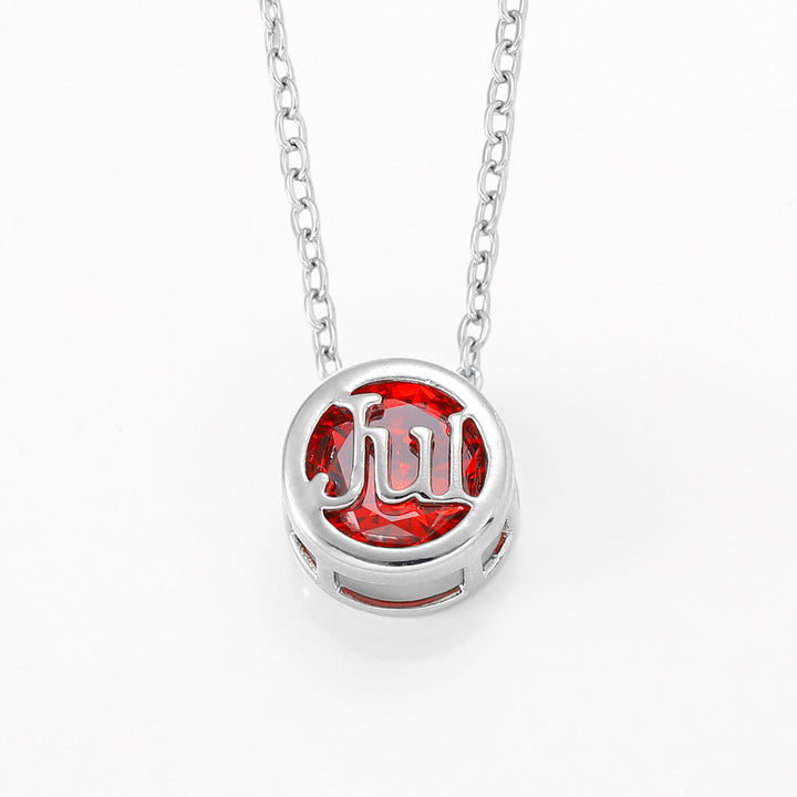12‑Month Birthstone Round Letter Pendant Necklace, Multi‑Color Options