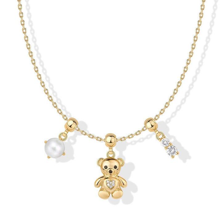Slidable Triple Charms Beaded Collarbone Necklace, 8 Themed DIY Pendant Sets, Gold & Silver Two Tones Available
